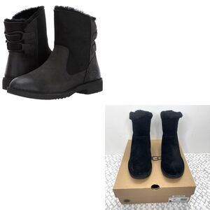 UGG Naiyah Size 8 Black Suede Leather Water repelling Short Winter Boots